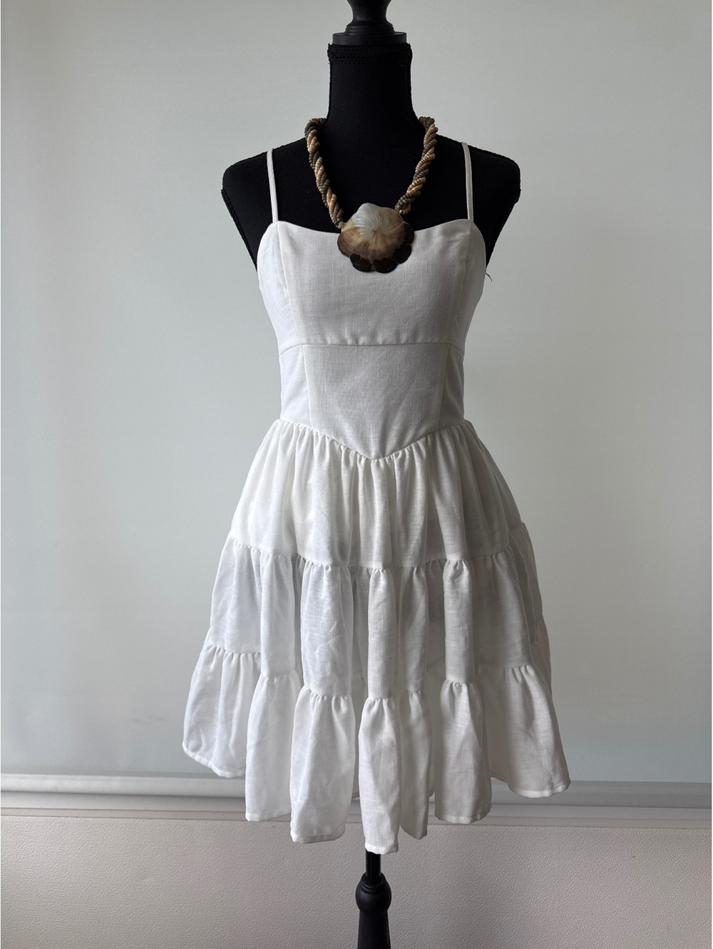 Altar'd State White Tie Back Tiered Mini Dress Womens XS Cottagecore